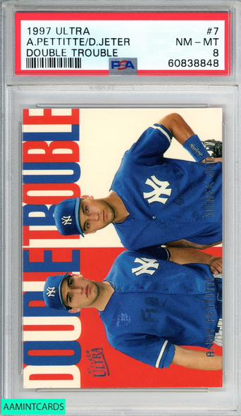 1997 ULTRA DOUBLE TROUBLE ANDY PETTITTE DEREK JETER #7 YANKEES PSA 8 NM-MT 60838848