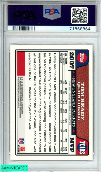 2008 TOPPS CHROME TOM BRADY #TC163 NEW ENGLAND PATRIOTS PSA 9 MINT 71868864