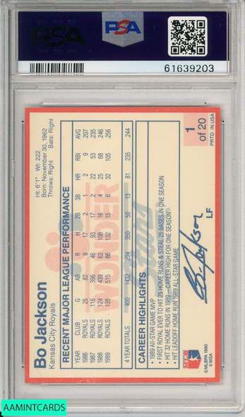 1990 WONDER BREAD STARS BO JACKSON #1 STARS KANSAS CITY ROYALS PSA 8 NM-MT 61639203