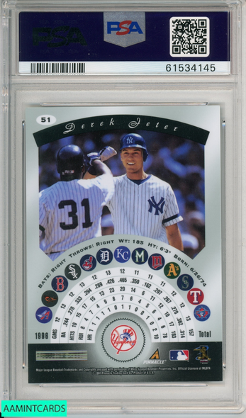 1997 PINNACLE CERTIFIED DEREK JETER #51 NEW YORK YANKEES HOF PSA 8 NM-MT 61534145