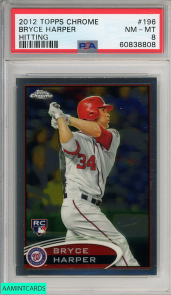 2012 TOPPS CHROME BRYCE HARPER #196 HITTING ROOKIE RC NATIONALS PSA 8 NM-MT 60838808