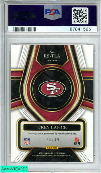 2021 SELECT TREY LANCE#RSTLA RK SIG-MAROON PRIZM 16 OF 49 RC PSA 10 GM AU 10 67841565