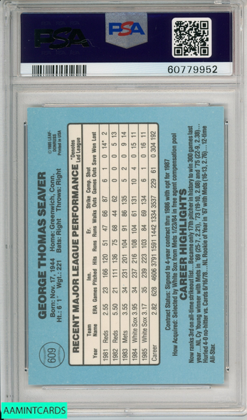 1986 DONRUSS TOM SEAVER #609 GREEN STRIPES AROUND NAME WHITE SOX HOF PSA 8 NM-MT 60779952