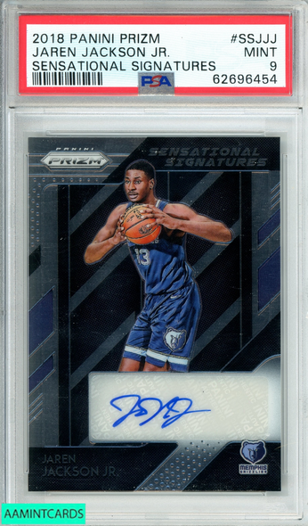 2018 PANINI PRIZM JAREN JACKSON JR#SSJJJ SENSATIONAL SIGNATURES PSA 9 MINT 62696454