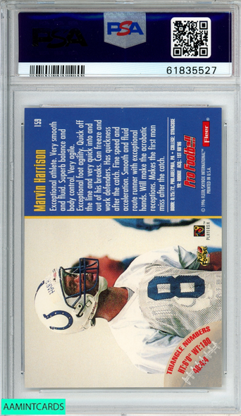 1996 FLEER MARVIN HARRISON #159 ROOKIE RC INDIANAPOLIS COLTS HOF PSA 8 NM-MT 61835527