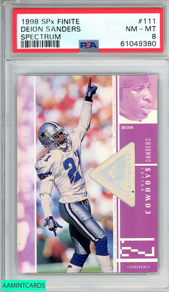 1998 SPX FINITE DEION SANDERS #111 SPECTRUM 837 OF 1375 COWBOYS HOF PSA 8 NM-MT 61049380