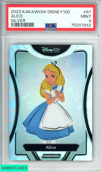 2023 KAKAWOW DISNEY100 WONDROUS CHARACTER ALICE #87 SILVER HOLO PSA 9 MINT 75207842