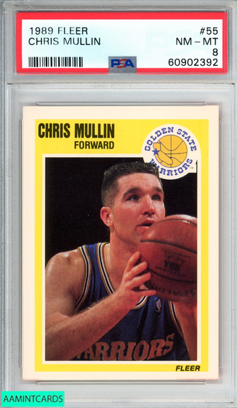 1989 FLEER CHRIS MULLIN #55 GOLDEN STATE WARRIORS HOF PSA 8 NM-MT 60902392