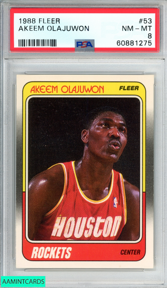 1988 FLEER AKEEM OLAJUWON #53 HOUSTON ROCKETS HOF PSA 8 NM-MT 60881275