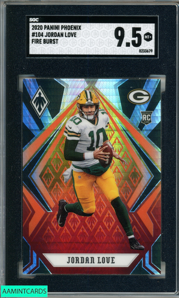 2020 PANINI PHOENIX JORDAN LOVE #104 FIRE BURST ROOKIE RC PACKERS SGC 9.5 MT+ 8233679