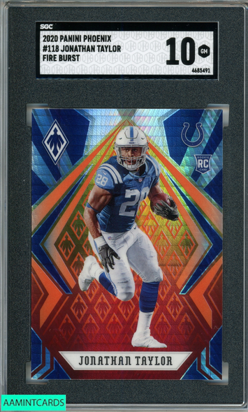 2020 PANINI PHOENIX JONATHAN TAYLOR #118 FIRE BURST ROOKIE RC COLTS SGC 10 GEM 4685491