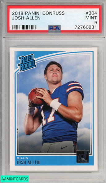 2018 PANINI DONRUSS JOSH ALLEN #304 RATED ROOKIE RC BUFFALO BILLS PSA 9 MINT 72760931