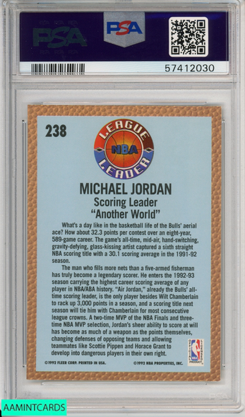 1992 FLEER MICHAEL JORDAN #238 HOF CHICAGO BULLS PSA 9 MINT 57412030