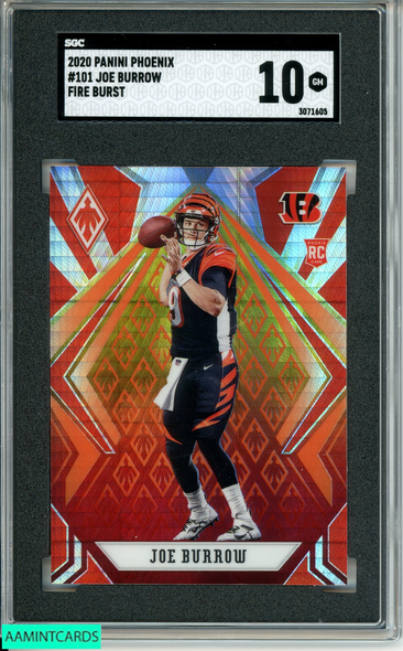 2020 PANINI PHOENIX JOE BURROW #101 FIRE BURST ROOKIE RC SGC 10 GEM MINT 3071605