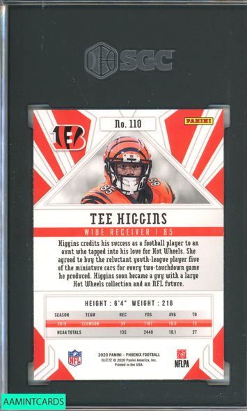 2020 PANINI PHOENIX TEE HIGGINS #110 FIRE BURST ROOKIE RC BENGALS SGC 10 GEM 8158693