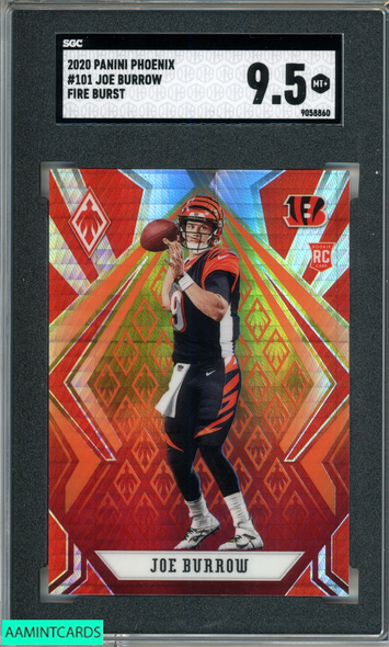 2020 PANINI PHOENIX JOE BURROW #101 FIRE BURST ROOKIE RC BENGALS SGC 9.5 MT+ 9058860