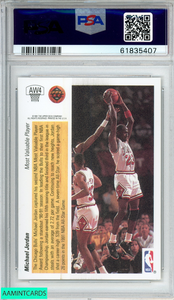 1991 UPPER DECK AWARD WINNER HOLOGRAMS MICHAEL JORDAN #AW4 PSA 8 NM-MT 61835407