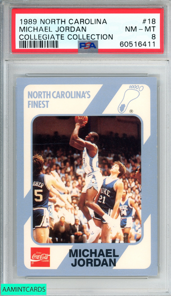 1989 COLLEGIATE COLLECTION NORTH CAROLINA MICHAEL JORDAN #18 PSA 8 NM-MT 60516411