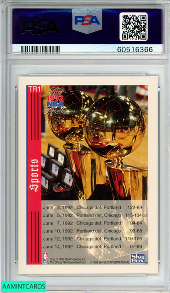 1992 HOOPS NBA CHAMPIONSHIP #TR1 MICHAEL JORDAN CLYDE DREXLER PSA 8 NM-MT 60516366