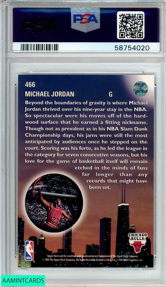 1993 UPPER DECK MICHAEL JORDAN #466 CHICAGO BULLS HOF PSA 8 NM-MT 58754020