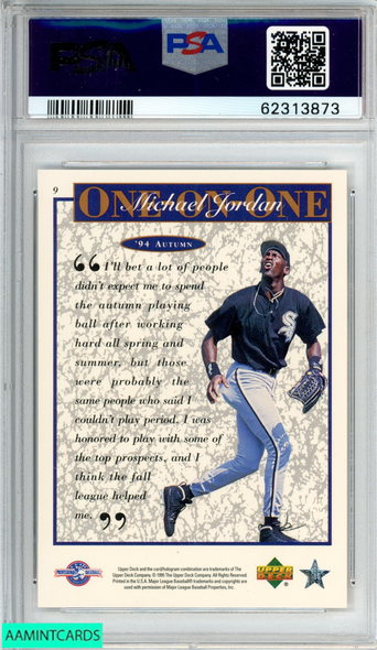 1995 UPPER DECK MINOR LEAGUE MJ ONE ON ONE 94 AUTUMN #9 PSA 8 NM-MT 62313873