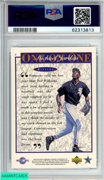 1995 UPPER DECK MINOR LEAGUE MJ ONE ON ONE HITTING #3 PSA 8 NM-MT 62313813