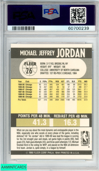 1990 FLEER MICHAEL JORDAN #26 CHICAGO BULLS HOF PSA 8 NM-MT 60700239