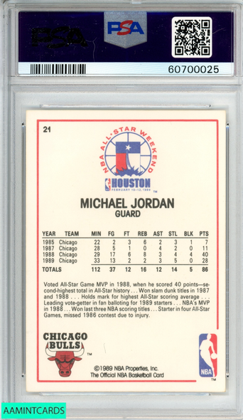 1989 HOOPS MICHAEL JORDAN #21 ALL-STAR CHICAGO BULLS HOF PSA 8 NM-MT 60700025