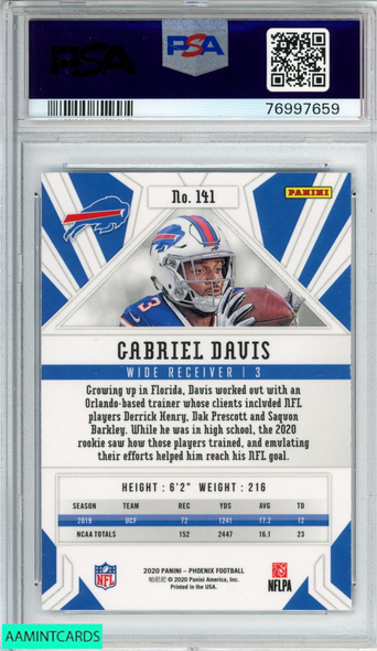 2020 PANINI PHOENIX GABRIEL DAVIS #141 FIRE BURST ROOKIE RC PSA 10 GEM MT 76997659