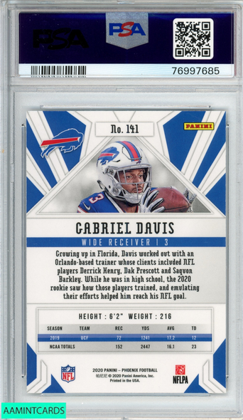 2020 PANINI PHOENIX GABRIEL DAVIS #141 FIRE BURST ROOKIE RC PSA 10 GEM MT 76997685