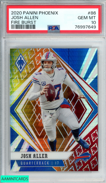 2020 PANINI PHOENIX JOSH ALLEN #86 FIRE BURST BUFFALO BILLS PSA 10 GEM MT 76997649