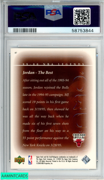 2000 UPPER DECK CENTURY LEGENDS MICHAEL JORDAN #87 COMMEMORATIVE COLL PSA 8 58753844