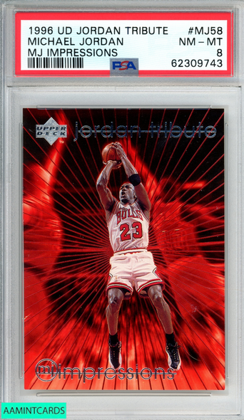 1996 UPPER DECK JORDAN TRIBUTE MICHAEL JORDAN #MJ58 MJ IMPRESSIONS PSA 8 NM-MT 62309743