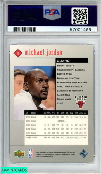 1998 UPPER DECK BLACK DIAMOND MICHAEL JORDAN #12 SINGLE BULLS HOF PSA 8 NM-MT 57001466