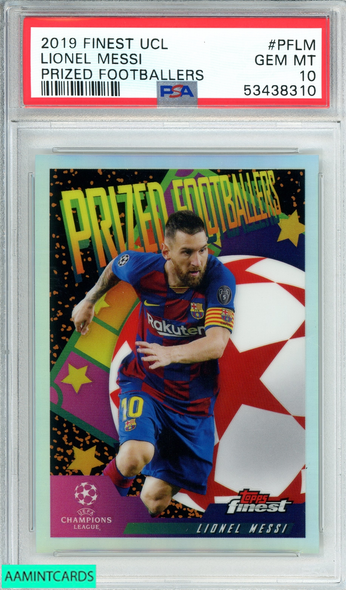 2019 FINEST UEFA CHAMPIONS LEAGUE LIONEL MESSI #PFLM PRIZED FOOTBALLERS PSA 10 GEM MT 53438310