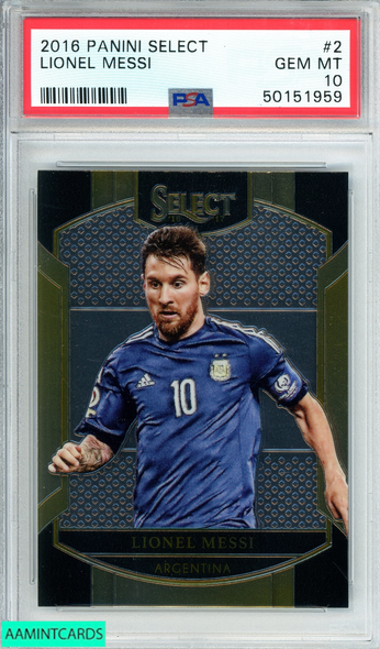 2016 PANINI SELECT LIONEL MESSI #2 ARGENTINA PSA 10 GEM MT 50151959