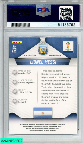 2014 PANINI PRIZM WORLD CUP LIONEL MESSI #12 ARGENTINA PSA 10 GEM MT 51186792