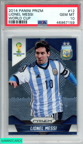 2014 PANINI PRIZM WORLD CUP LIONEL MESSI #12 ARGENTINA PSA 10 GEM MT 46967159