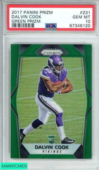 2017 PANINI PRIZM DALVIN COOK #231 GREEN PRIZM ROOKIE PSA 10 GEM MT 67348120