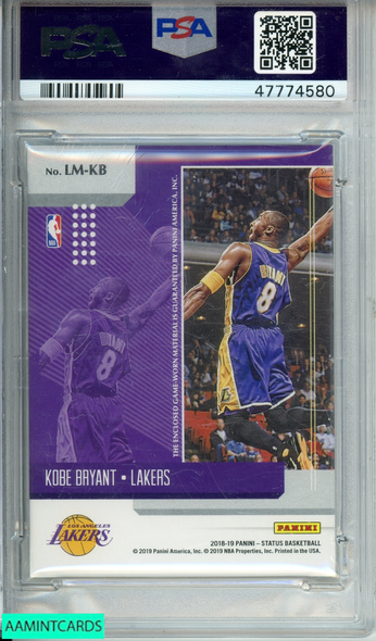 2018 PANINI STATUS  KOBE BRYANT #LM-KB LEGENDARY STATUS MATERIAL PSA 9 MINT 47774580