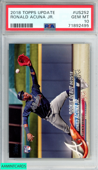 2018 TOPPS UPDATE RONALD ACUNA JR. #US252 ROOKIE RC BRAVES PSA 10 GEM MT 71892495