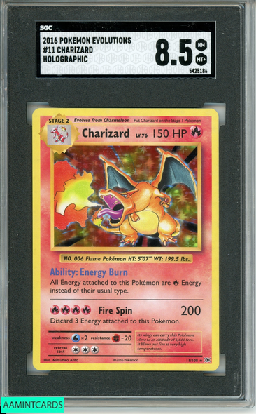 2016 POKEMON EVOLUTIONS CHARIZARD #11 HOLOGRAPHIC SGC 8.5 NMMT+ 5425186