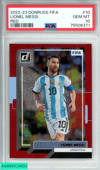 2022 PANINI DONRUSS FIFA LIONEL MESSI #10 RED 32 OF 99 PSA 10 GEM MT 75506371