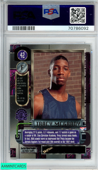 1997 METAL UNIVERSE TRACY MCGRADY #42 ROOKIE RC TORONTO RAPTORS HOF PSA 9 MINT 70786092