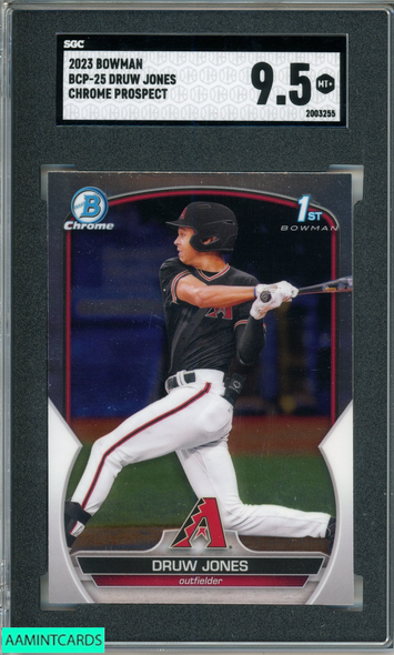 2023 BOWMAN CHROME PROSPECT DRUW JONES #BCP-25 1ST ROOKIE RC SGC 9.5 MT+ 2003255