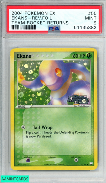 2004 POKEMON EX TEAM ROCKET RETURNS EKANS #55 REVERSE FOIL PSA 9 MINT 51135882