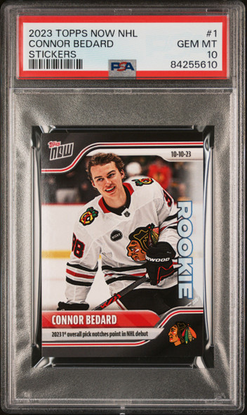 2023 Topps Now NHL Stickers Connor Bedard #1 Rookie RC PSA 10 GEM MINT