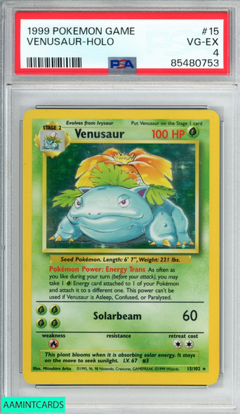 1999 POKEMON GAME VENUSAUR HOLO #15 PSA 4 VG-EX 85480753