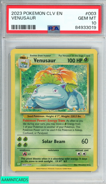 2023 POKEMON CLV EN CLASSIC VENUSAUR LUGIA EX DECK VENUSAUR #003 PSA 10 GEM MT 84933019