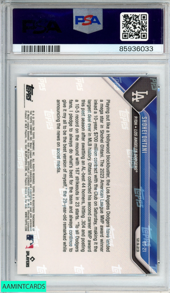 2023 TOPPS NOW OFFSEASON SHOHEI OHTANI #OS21 LOS ANGELES DODGERS PSA 10 GEM MT 85936033